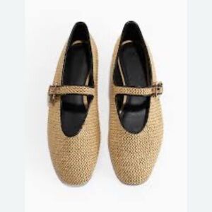H&M Braided Elegant Tan Mary Jane Flats Size 7